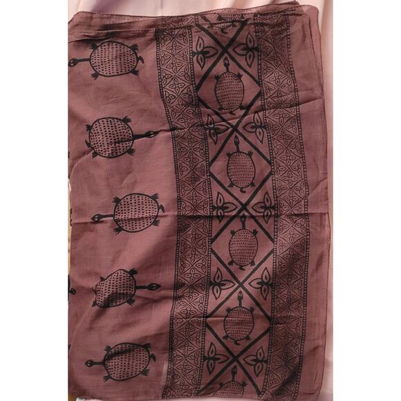 Banjara Brown Tribal Primitive Black Turtle Design Scarf - Picture 2 of 5